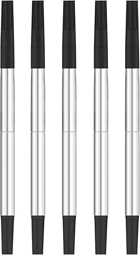 DunBong Quink Ink - Bolígrafo de tinta roller, compatible con bolígrafos Parker de punta fina de 0.020 in, paquete de 5 repuestos de tinta negra,
