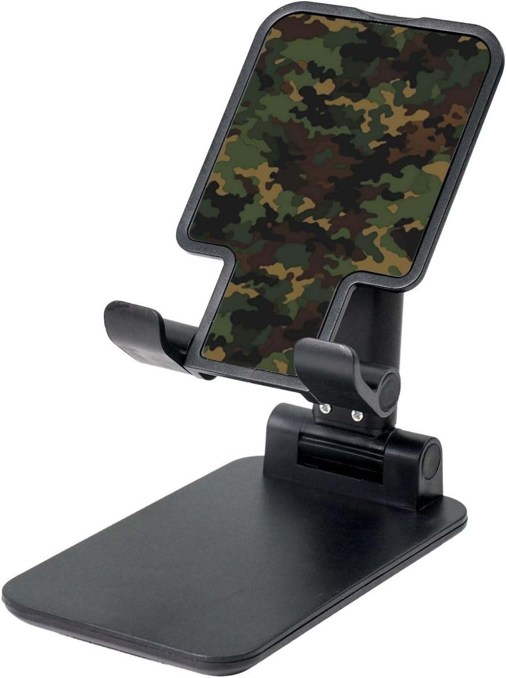 Camouflage Pattern Cell Phone Stand for Desk - Height Adjustable Dual Folding Mobile Phone Holder, 360 Rotating Desktop Mobile Phone Kickstand, Portable Tablet Stand, Office Accessories