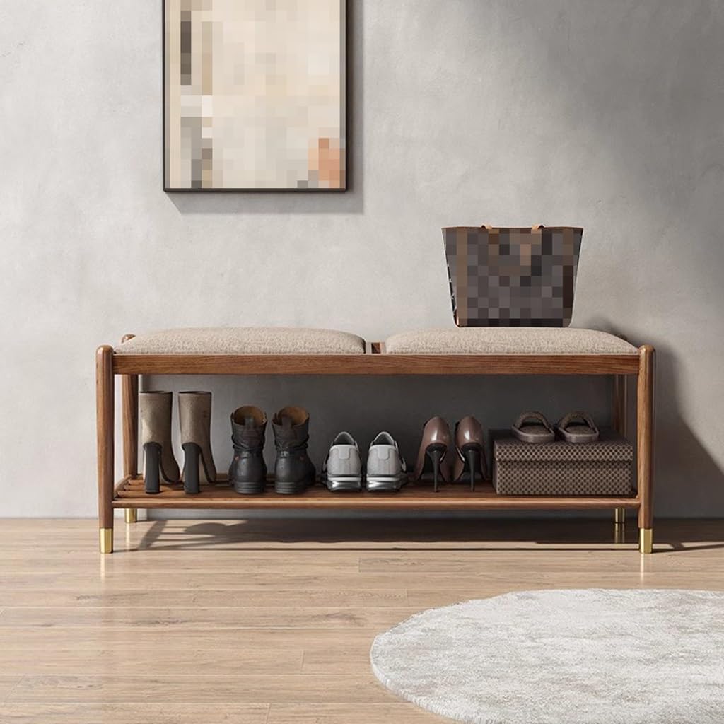 Poggiapiedi Sgabello per Cambiare Le Scarpe Porta d'ingresso in Legno Portico d'ingresso Casa può sedersi con Cuscino Scarpiera Sgabello con contenit