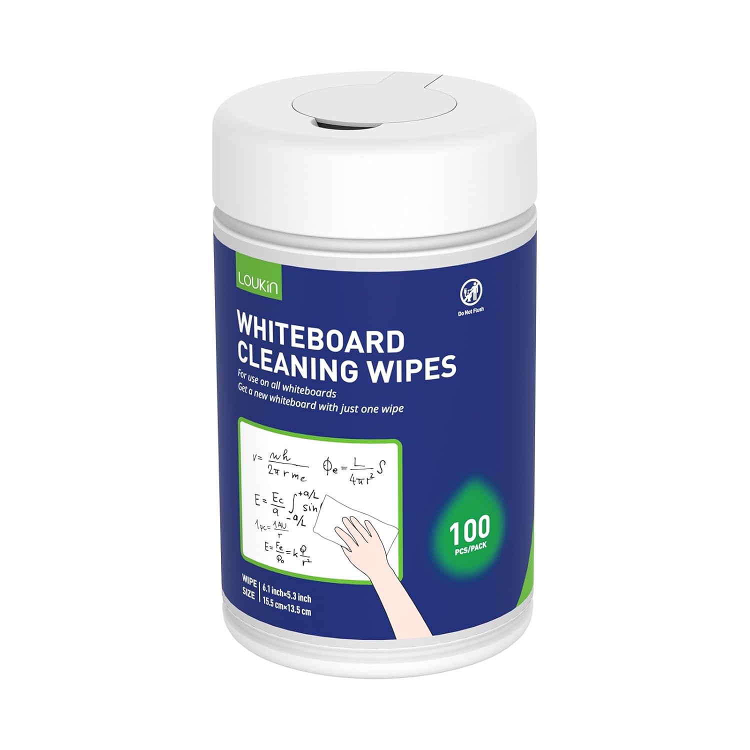Loukin Whiteboard Cleaning Wipes Dry Erase Board Cleaning Wipes Non-toxic White board Wipes 100 Wipes per Canister