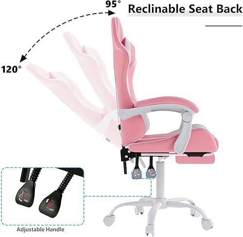 Miniatura 7 de Silla de juegos con reposacabezas y soporte lumbar, silla ergonómica de oficina con respaldo alto, silla ejecutiva de escritorio para computadora