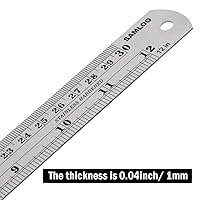 Vista 5 de Kit de regla de acero inoxidable de 12 pulgadas con tabla de conversión y borde recto métrico