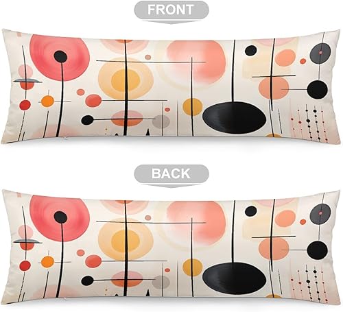 Miniatura 3 de Fundas de almohada de cuerpo largo con formas geométricas abstractas de mediados de siglo, 20 x 54 pulgadas, fundas decorativas suaves grandes de