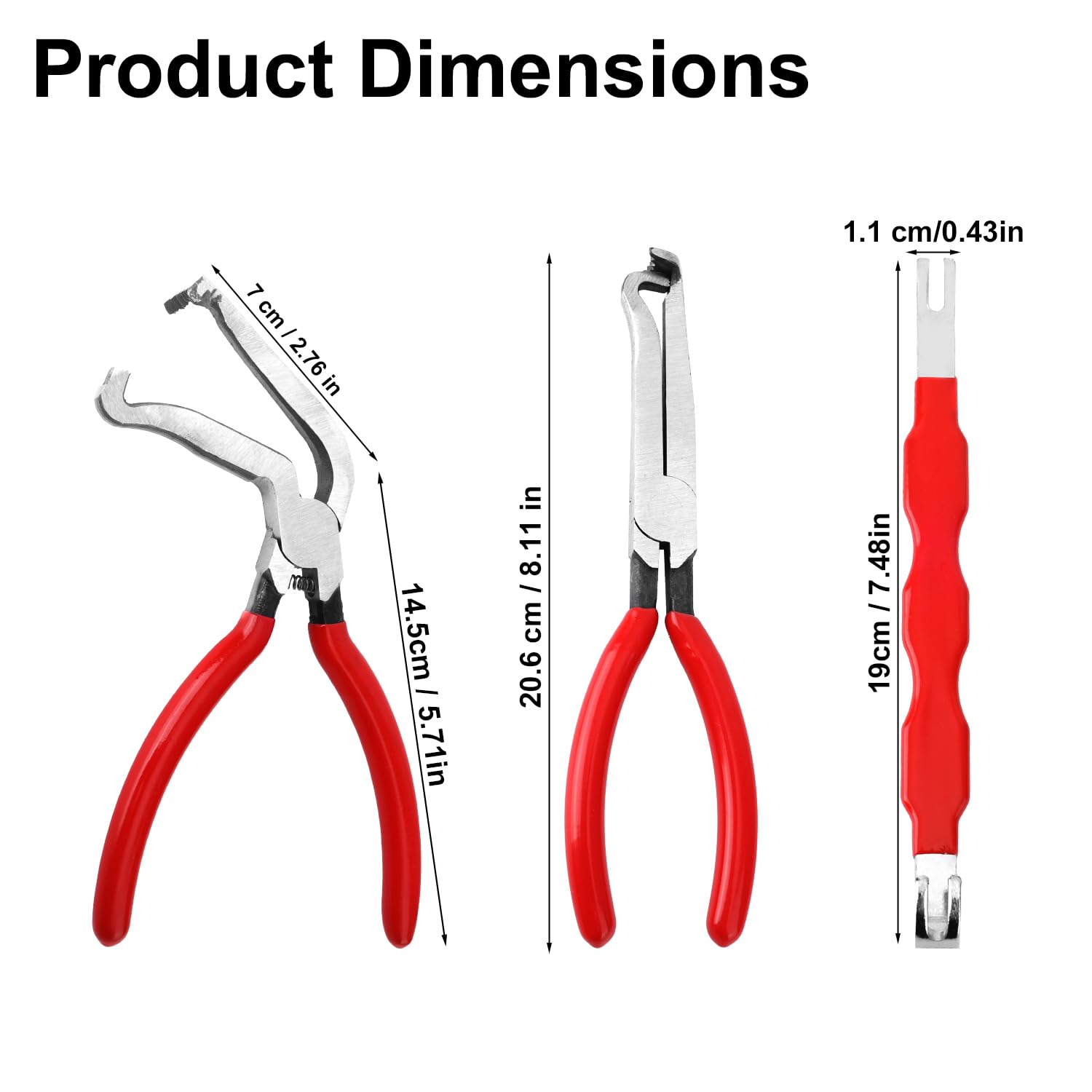 3pz Sconnettore Elettrico Pinza Kit, Autoveicolo Terminale Rimozione Attrezzo Filo Connettore Separatore Pinze Universale Kit Attrezzi per Automobile Camion Riparazione (Rosso)