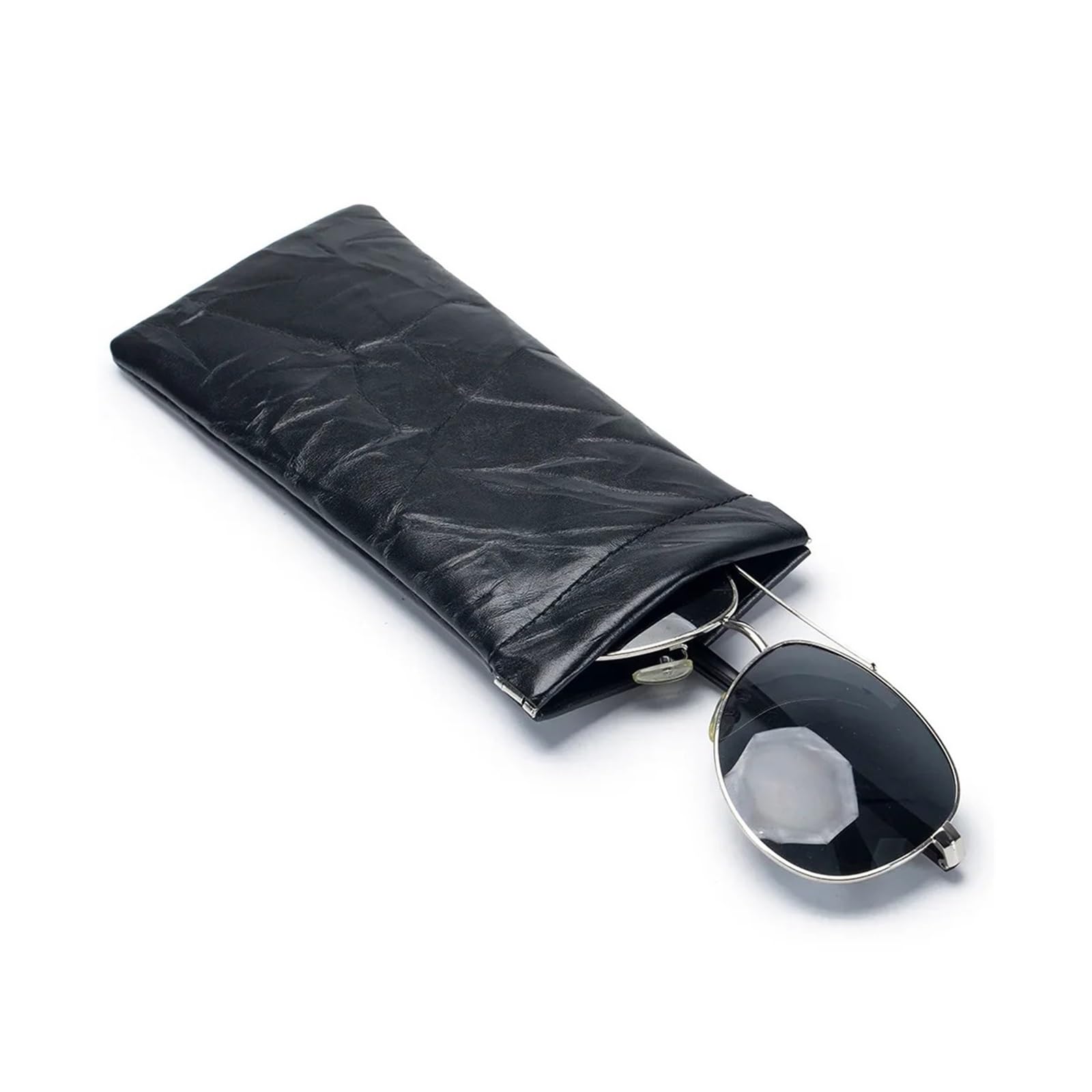 Funda de Gafas Blanda de Cuero Sunglass Eyeglass Glasses Case Soft Leather Portable Travel Cover Squeezed Sunglasses Pouch Bag for Women Men