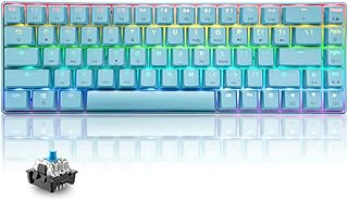 T8 RGB Gaming Keyboard 60% | Clicky Optical Blue Switches | Mini 60 Percent Wired Mechanical Keyboard | 18 Chroma LED Backlit Illuminated Keyboard | Compact 68 Keys | Detachable USB-C Cable | Blue