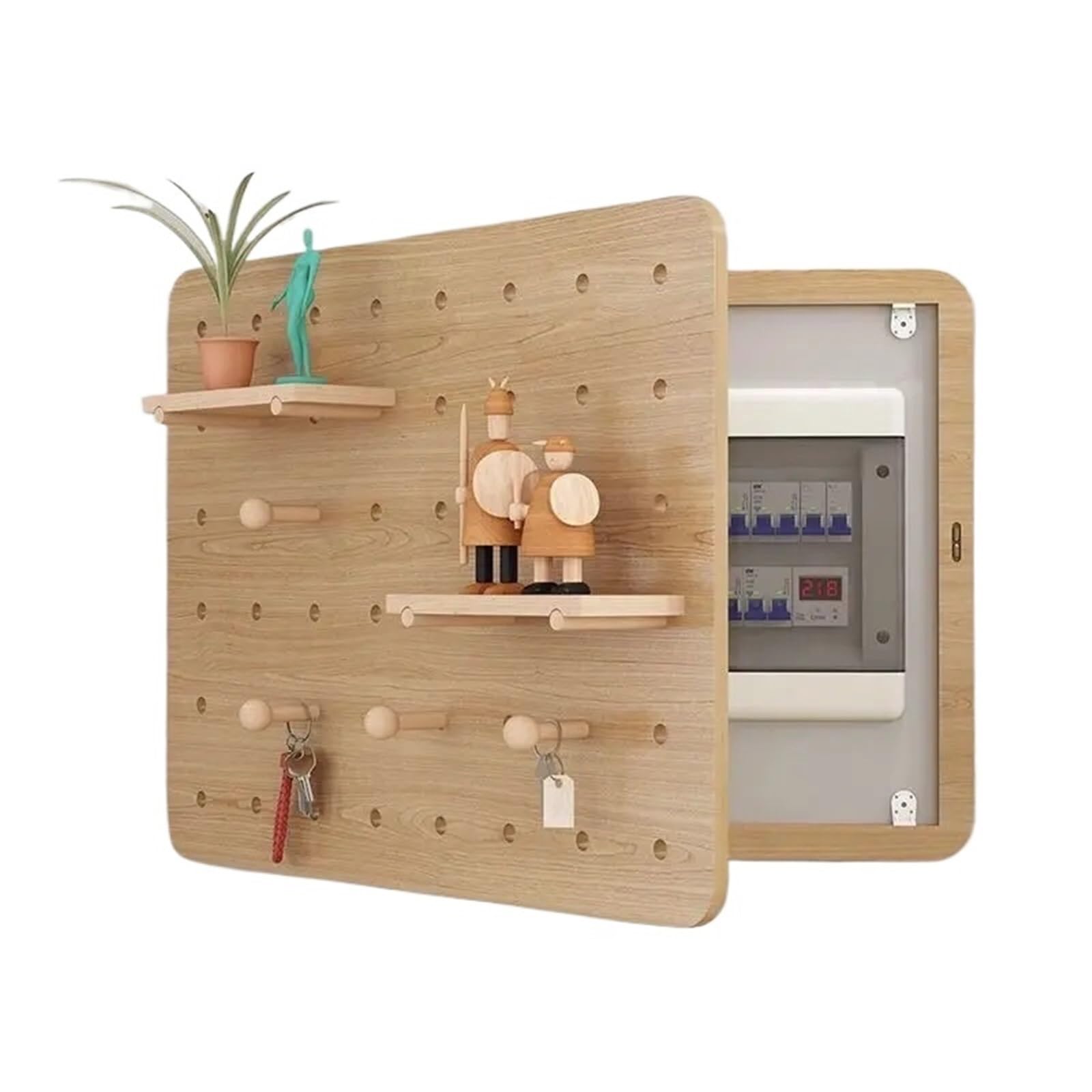 Meter Box Decorative Panel Meter Cover Modern Decorative Boards Electrical Box Hidden Pegboard Wooden Shelf Rack Wall Decorations Living Room(Style 2,35x25cm)