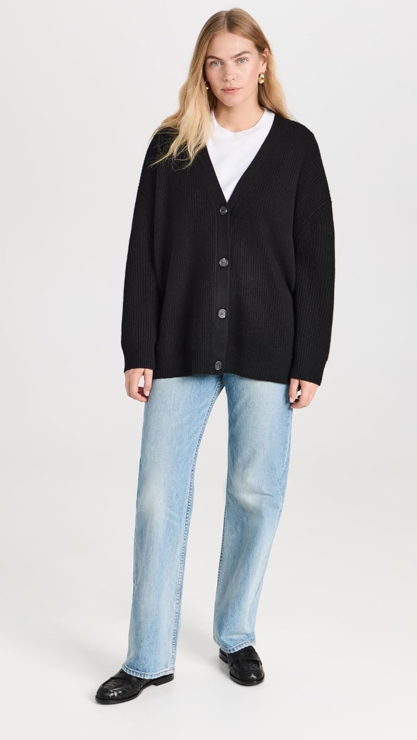 Jenni Kayne Women's Cashmere Cocoon Cardigan, Black, XL - Image 5