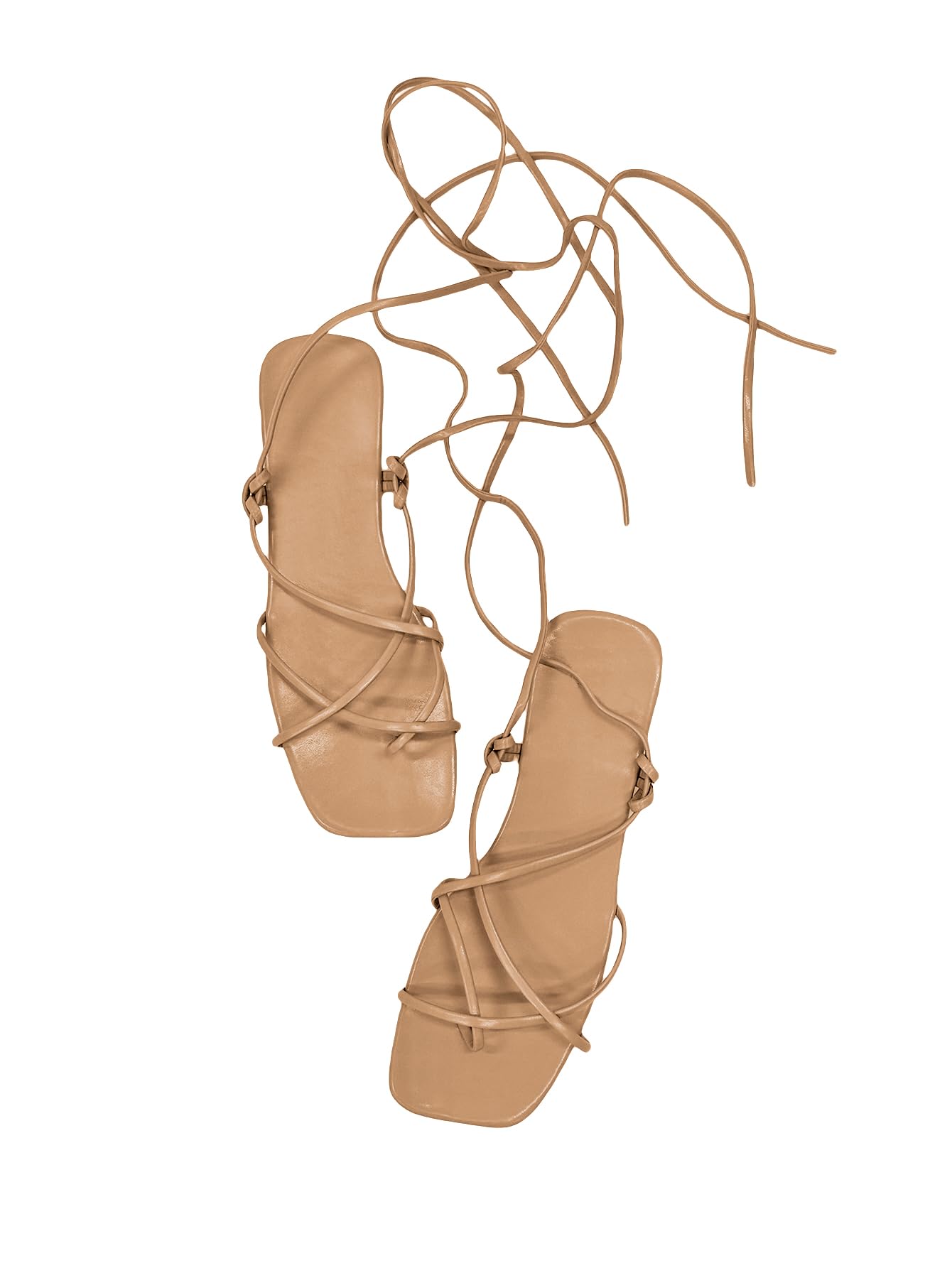 GORGLITTER Women's Summer Strappy Beach Sandals Dressy Leather Lace Up Thong Gladiator Cute Vacation Sandals Shoes 2026