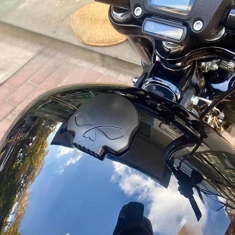 Tappo Serbatoio Benzina a Vite Nero Split Skull, Alluminio Pressofuso, Per Moto Harley Sportster XL883 XL1200 Dyna Fat Boy Breakout, Ventilato