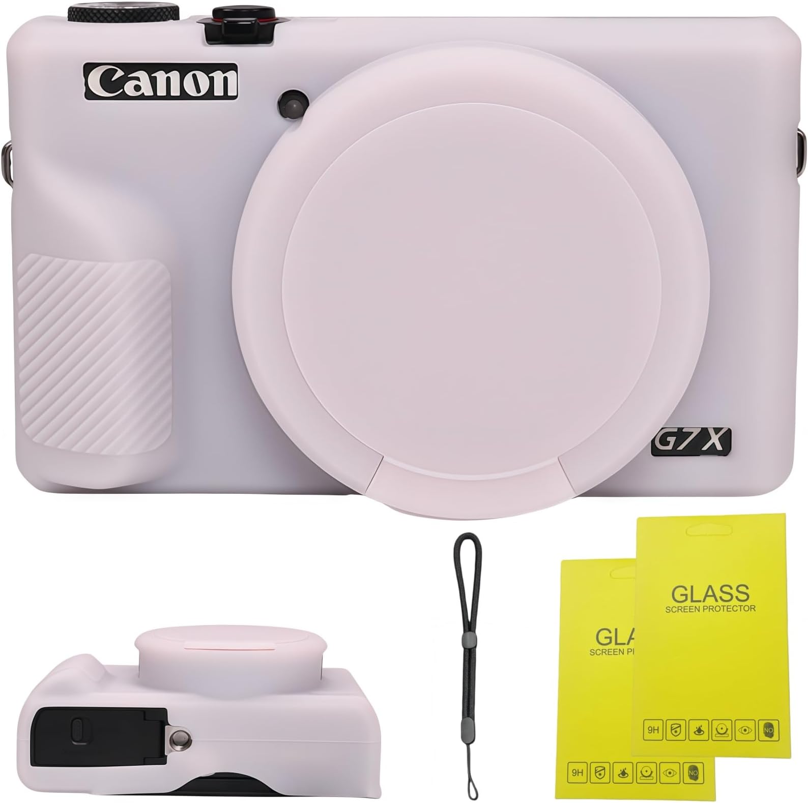 Case for Canon Powershot G7 X Mark III Digital Camera,Soft Silicone Case for Canon Powershot G7X Mark III DSLR Camera,Comes with 2 Screen Protectors and 1 Wrist Strap. (Jelly Pink)