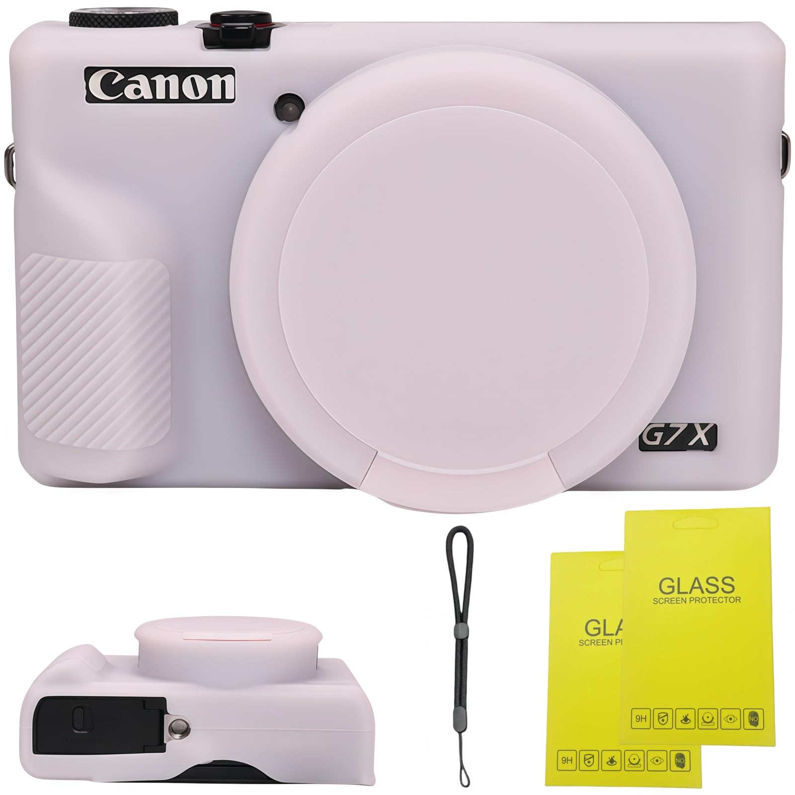 Etui do aparatu cyfrowego Canon Powershot G7 X Mark III, miękkie silikonowe etui do aparatu Canon Powershot G7X Mark III DSLR, w zestawie z 2 ochraniaczami ekranu i 1 paskiem na nadgarstek