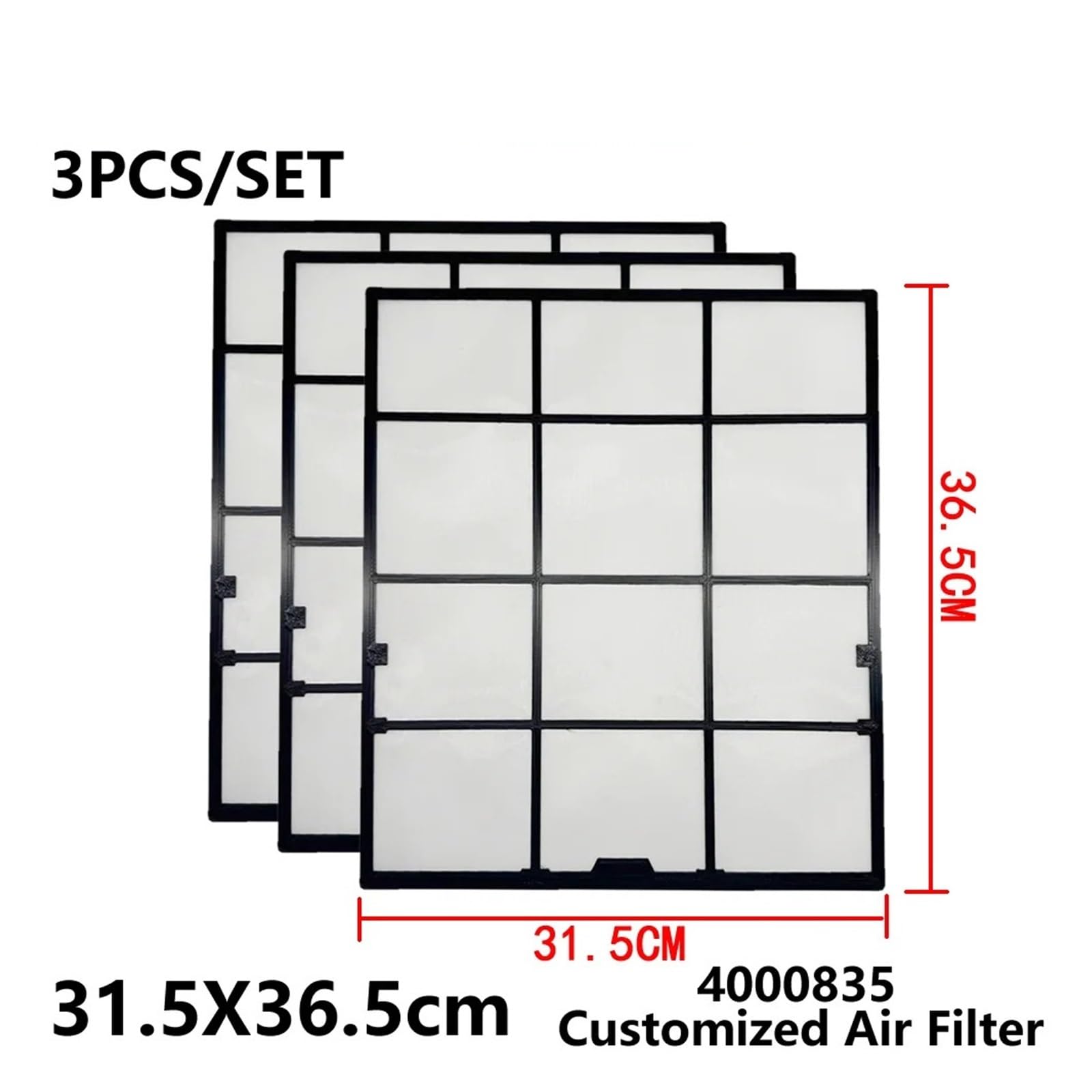 Filtro del condizionatore d'aria 3 pezzi/set, compatibile con Daikin, 31,5 x 36,5 cm 4000835 | Mini schermo antipolvere for aria condizionata di tipo rovesciato