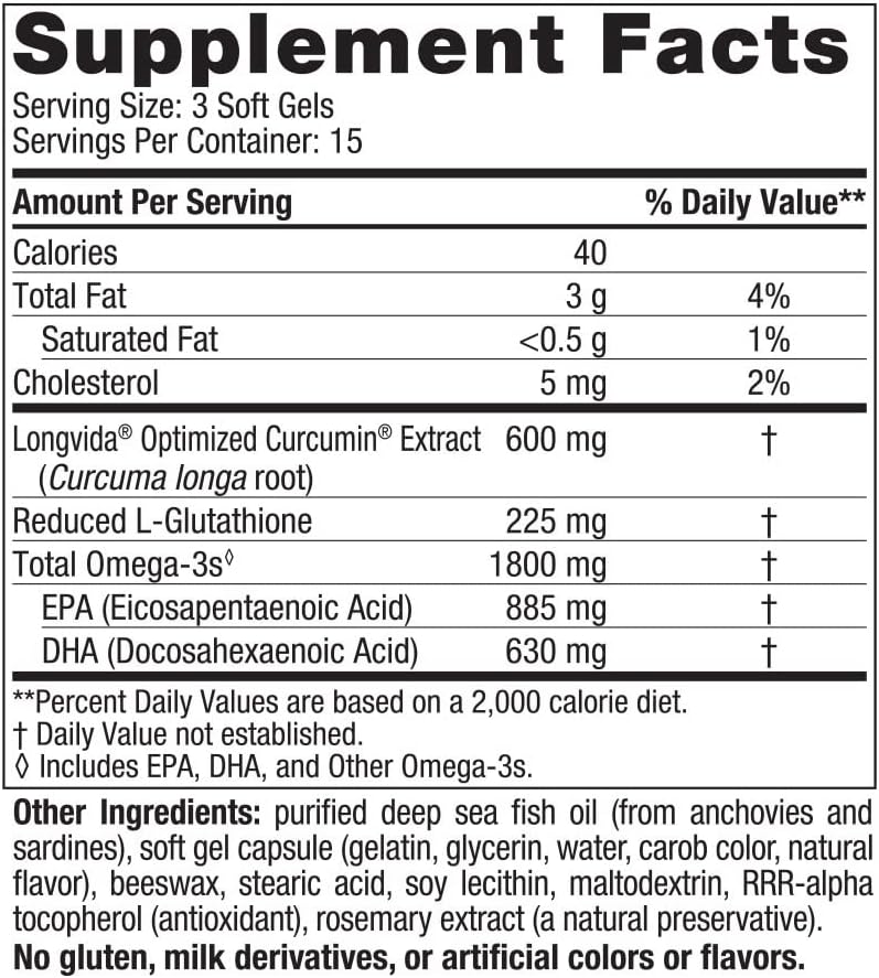Nordic Naturals Recovery Plus, Unflavored - 45 Soft Gels - 1800 mg Omega-3 Fish Oil - 600 mg Longvida Optimized Curcumin - Cellular Health & Recovery - Post-Exercise Muscle Support - 15 Servings
