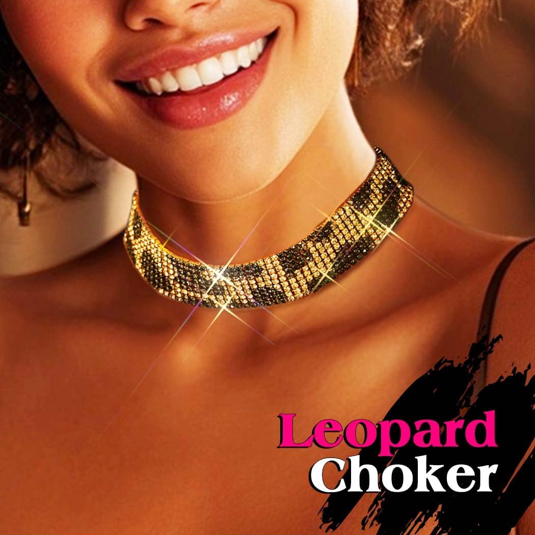 JAKAWIN Rhinestone Choker Necklace Leopard Diamond Collar Necklaces Jewelry for Women - Image 3