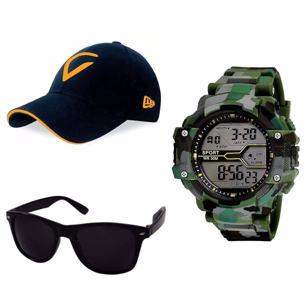 PUTHAK Unequetrend Digital Sports Watch, Multi-Functional Watch for Boys & Men with Cap and Sunglasses, Combo Pack of 3- PTHK-2572 (B09S15NTFF) Amazon Price History, Amazon Price Tracker