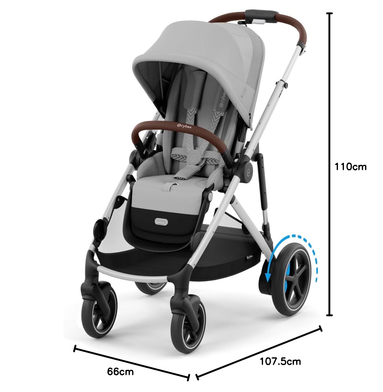 CYBEX Poussette Gold e-GAZELLE S, De la naissance à environ 4 ans, Max. 22 kg (mode simple) / 2x 22 kg (mode Duo), Système tout-en-1 avec propulsion électrique et 20+ configurations, Gris pierre