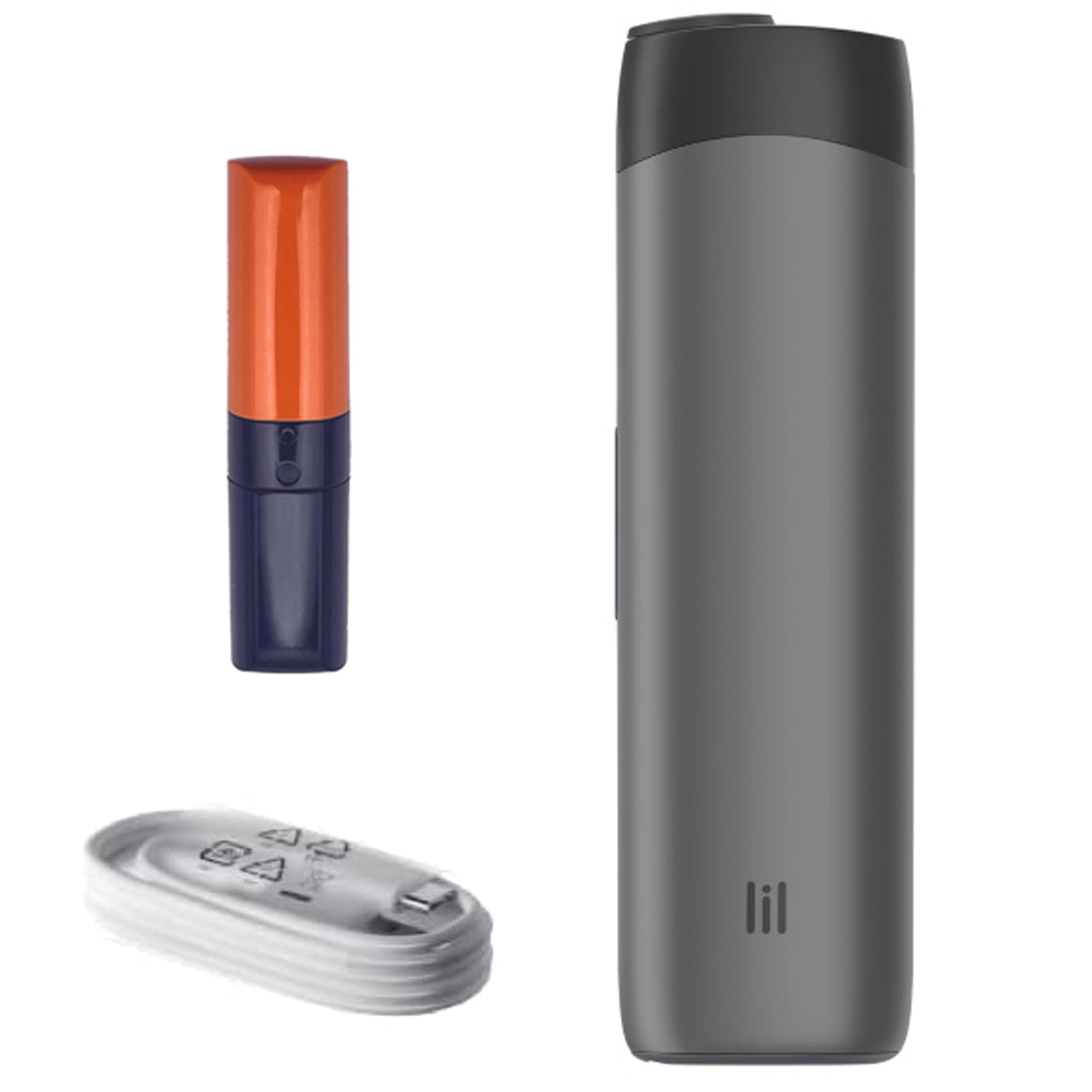 IQOS LIL SOLID 2.0 Set -KIT- Heat Notburn - in Stone Grey-Schwarz HNB Gerät - für Heets, Fiit, Herbal