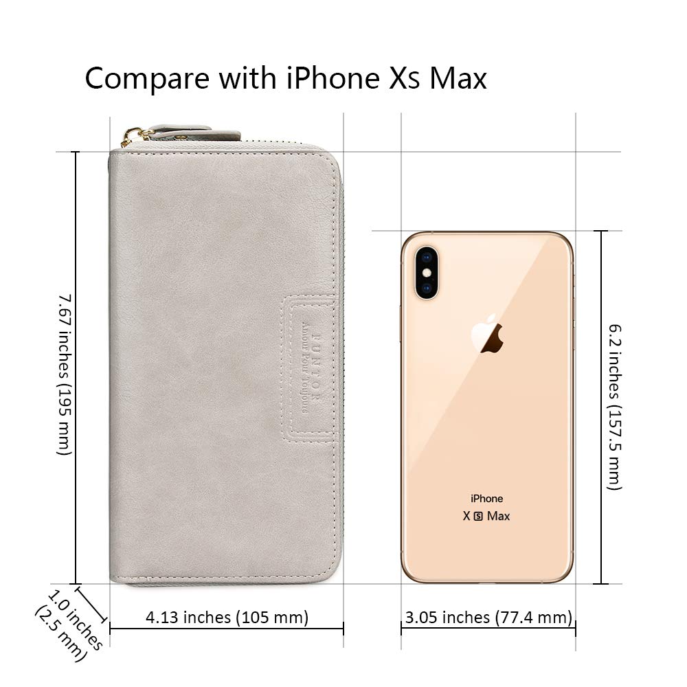 Cartera de pulsera para mujer, cartera de piel sintética vegana con cremallera alrededor del teléfono, tarjetero organizador, C-gris, Cartera con tarjetero 6