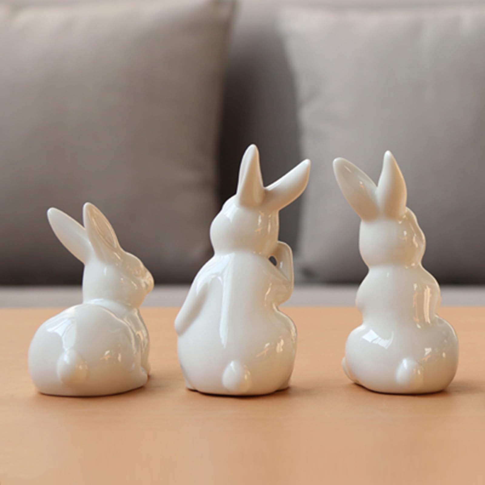 soulnioi White Bunny Figurine Easter Bunny Rabbits Easter Decor,Easter Tabletop Decoration,Ceramic Rabbit Figurines Statues For Wedding,Home,Office,Party Decor - Image 3