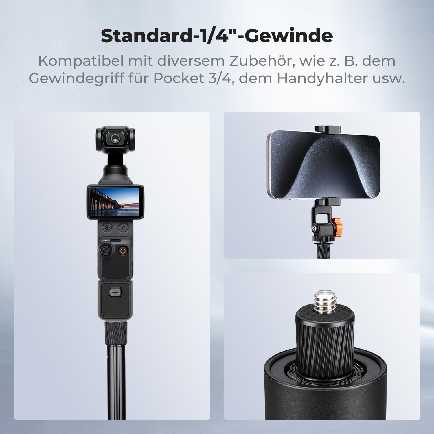 K&F CONCEPT 168 cm Selfie-Stick für Actionkamera, 2-in-1 Selfie Stick Stativ, Unsichtbarer Selfiestick für Insta360 X5/X4/X4 Air/Ace Pro, Insta360 Luna Ultra, Osmo Pocket 4/3, Osmo Action 5 Pro/6/4