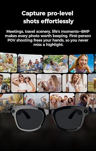 Vista 5 de Lentes inteligentes AI con cámara HD de 8 MP, grabación de video continua de 1200P, traducción de voz en tiempo real (más de 100 idiomas)