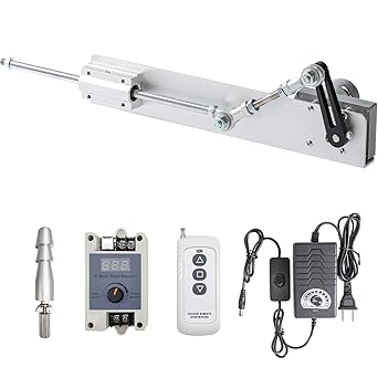 JQDML Reciprocating Linear Actuator 24V Adjustable Stroke 0.78-3.15 inch 20-80mm High Torque 45lbs 80RPM Variable Speed with Remote Control, Speed Control Regulator and Big Connector(24V80mm80rpm)