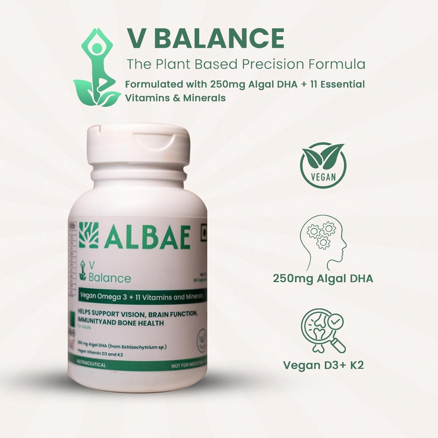 ALBAE Plant Based Vegan Omega-3 Supplement For Men & Women | 60 Softgels — Amazon image 2