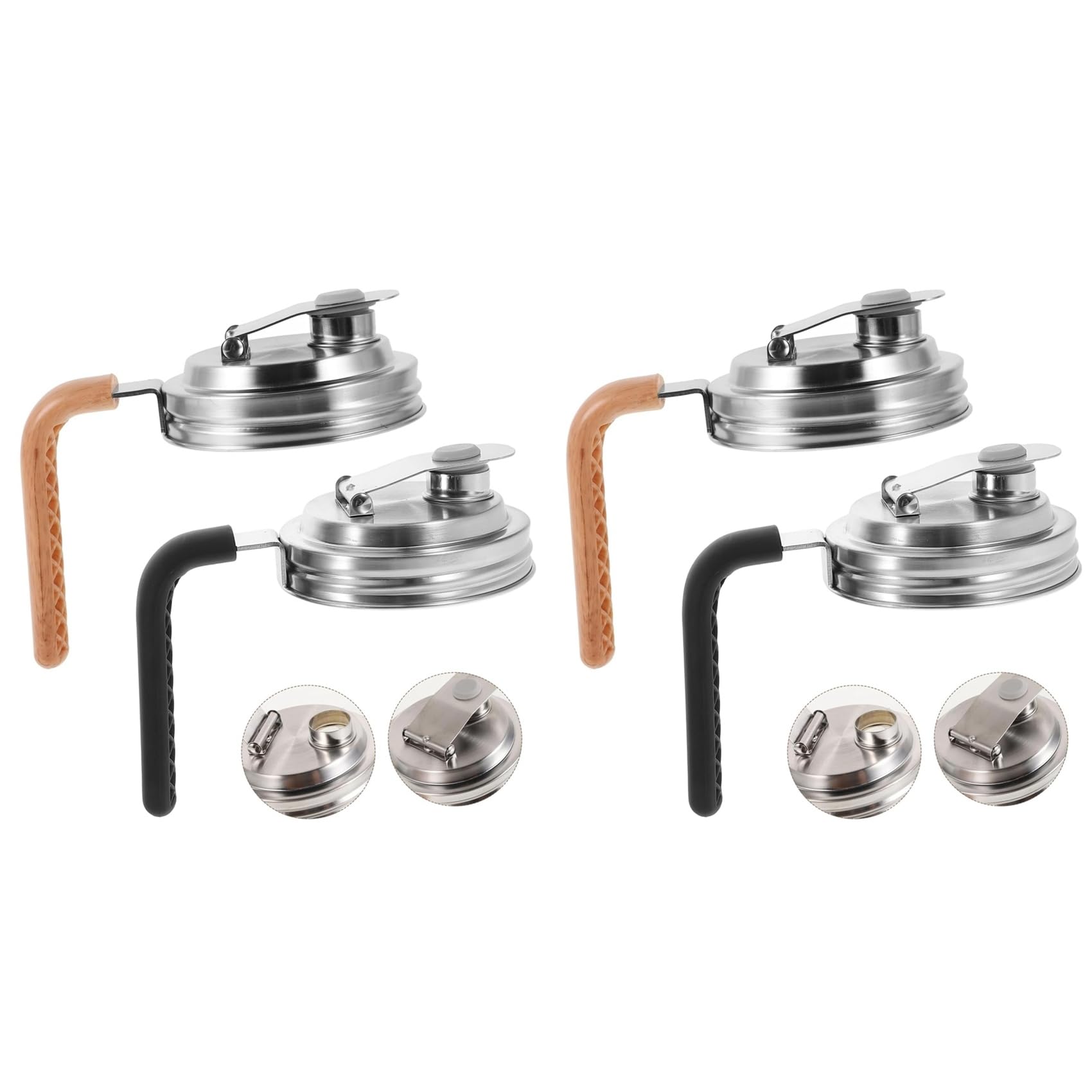 Hndhbfgrt 4Pcs Wide Mouth Jar Stainless Steel Pour Spout Lid, Reusable Jar Lids for Ball Wide Mouth Jars