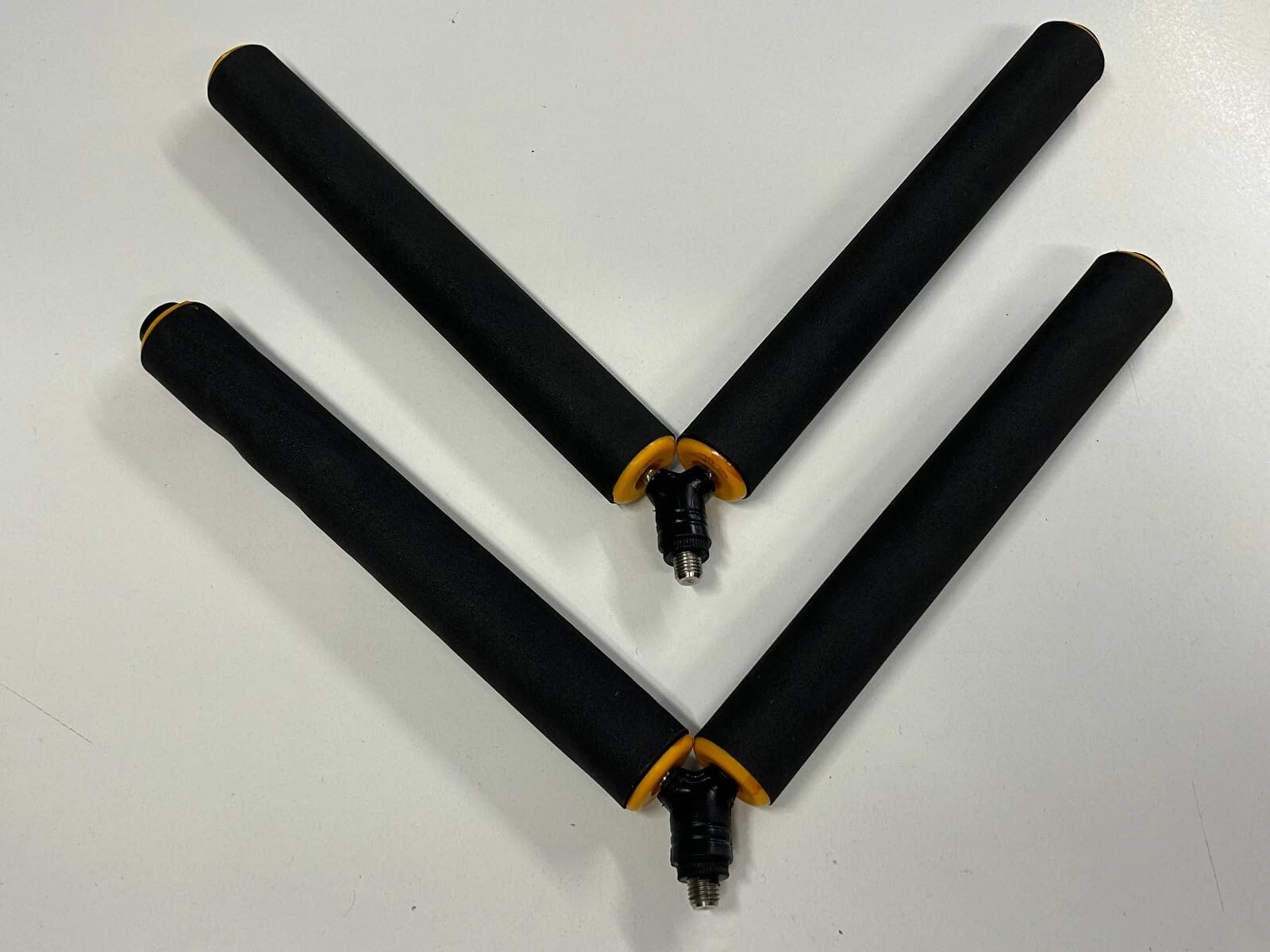 V-Style Fishing Rod Rollers, Black and Yellow, Set of 2, Adjustable Pole Support (9 inch rollers)