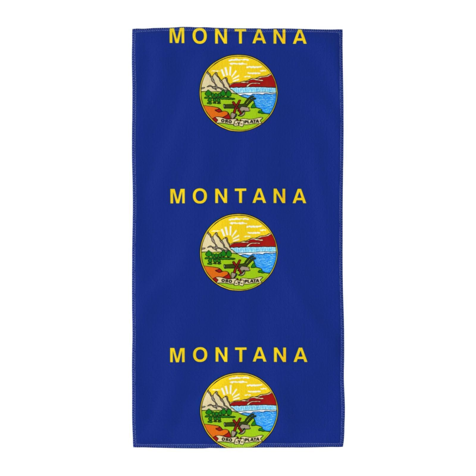 DIEzig Montana State Flag Fashion Printed Long Bath Towel For Pool Side Seaside Holiday