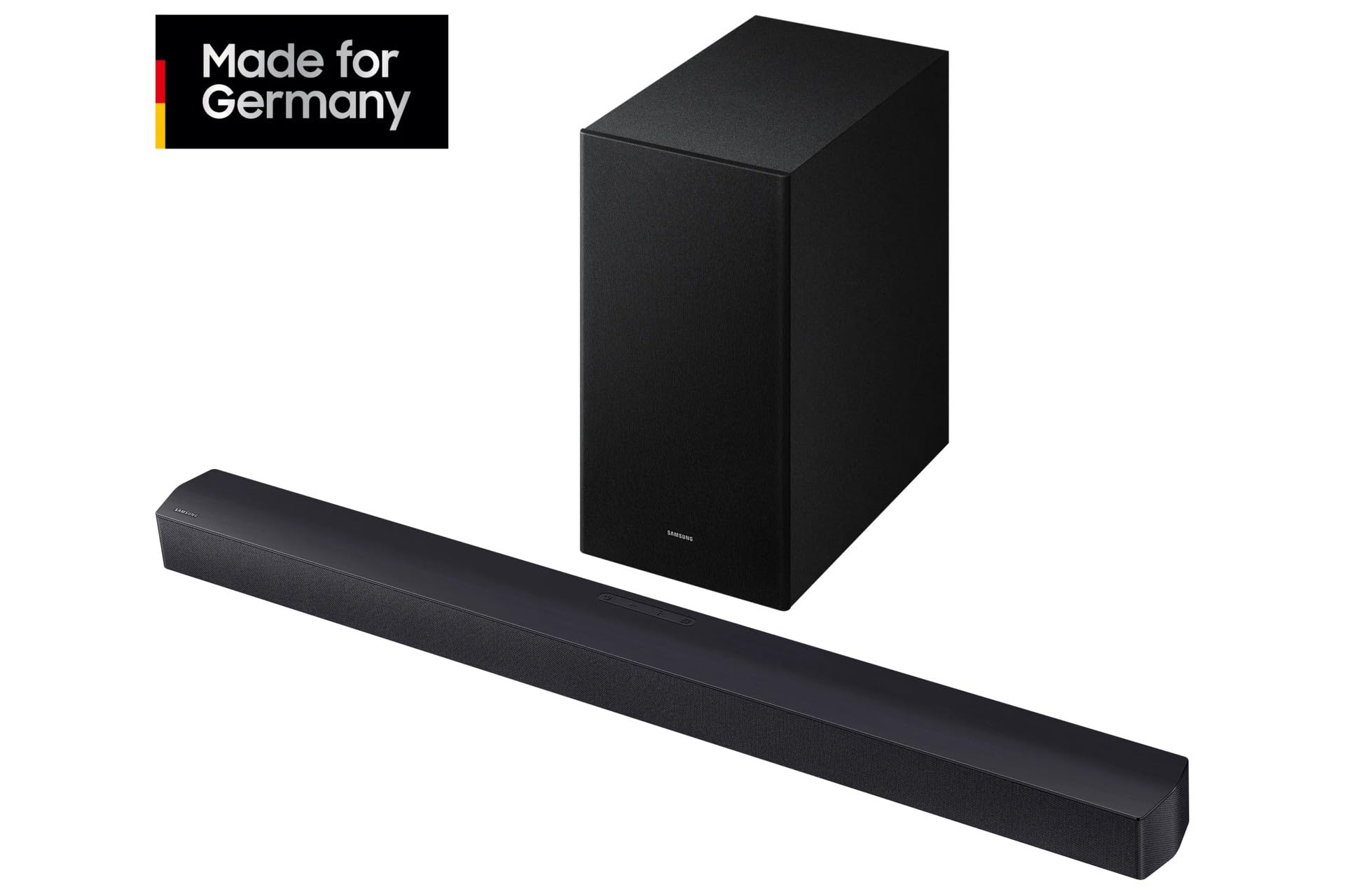 SAMSUNG HW-B460GF B-Series - Soundbar a 2.1 canali, per TV, altoparlante TV con subwoofer wireless da 6,5", modalità gioco, suono adattivo, modalità bass boost, audi...[Versione Tedesca]