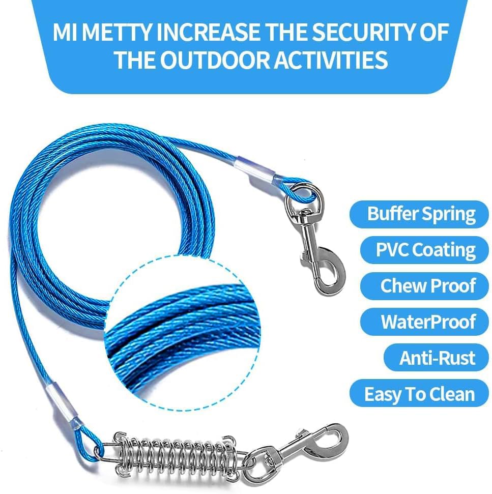 Mi Metty Dog Tie Out Cable, Chew Proof Dogs Runner Cable, Heavy Duty Dog Tether - Image 2