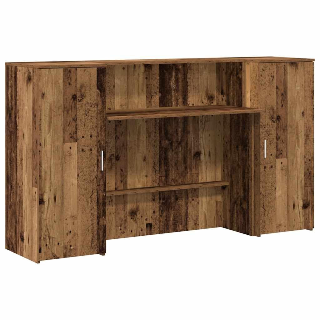 vidaXL Escritorio de recepción Madera vieja 180x50x103,5cm Madera de ingeniería, mostrador de recepción, recepción de salón, mostrador de bar de recepción