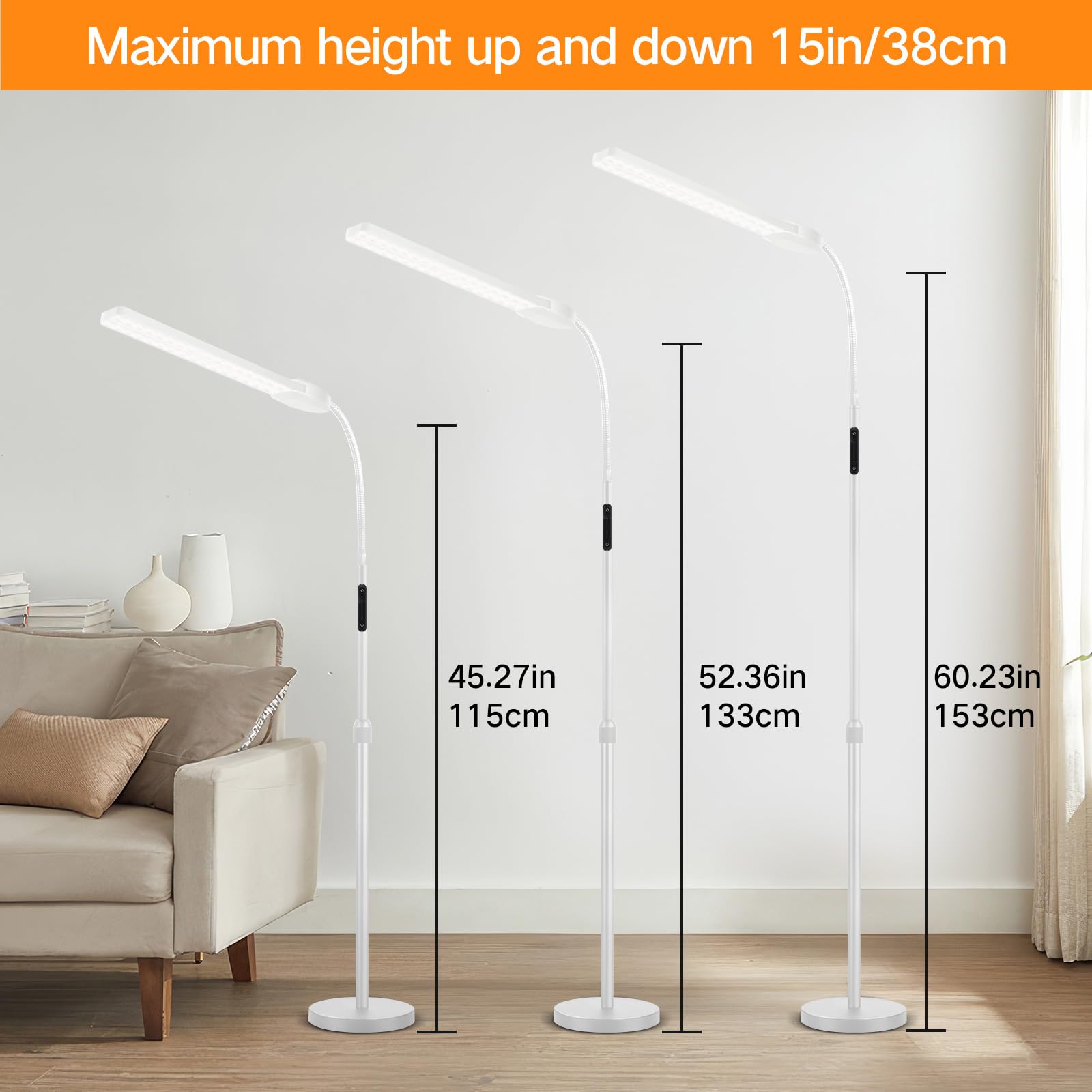 OUTON Lampada da Terra LED Dimmerabile, Controllo Della Temperatura a 4 Colori, Telecomando e Controllo Touch, Soggiorno, Camera da Letto, Ufficio 1 ora Timer, Bianco