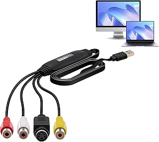 USB2.0 ビデオキャプチャー 1080P PS2録画用 GV-USB2 RCA/S-Video変換 1920×1080p@30fps ビデオ/VHS/VCR/DVD対応 OBSパソコン取り込み ゲーム機器/Win/Linux/Mac対応 日本語取扱説明書-ブラック