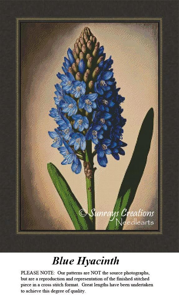 Flower Cross Stitch Pattern | Blue Hyacinth (Pattern Only, You Provide The Floss and Fabric)