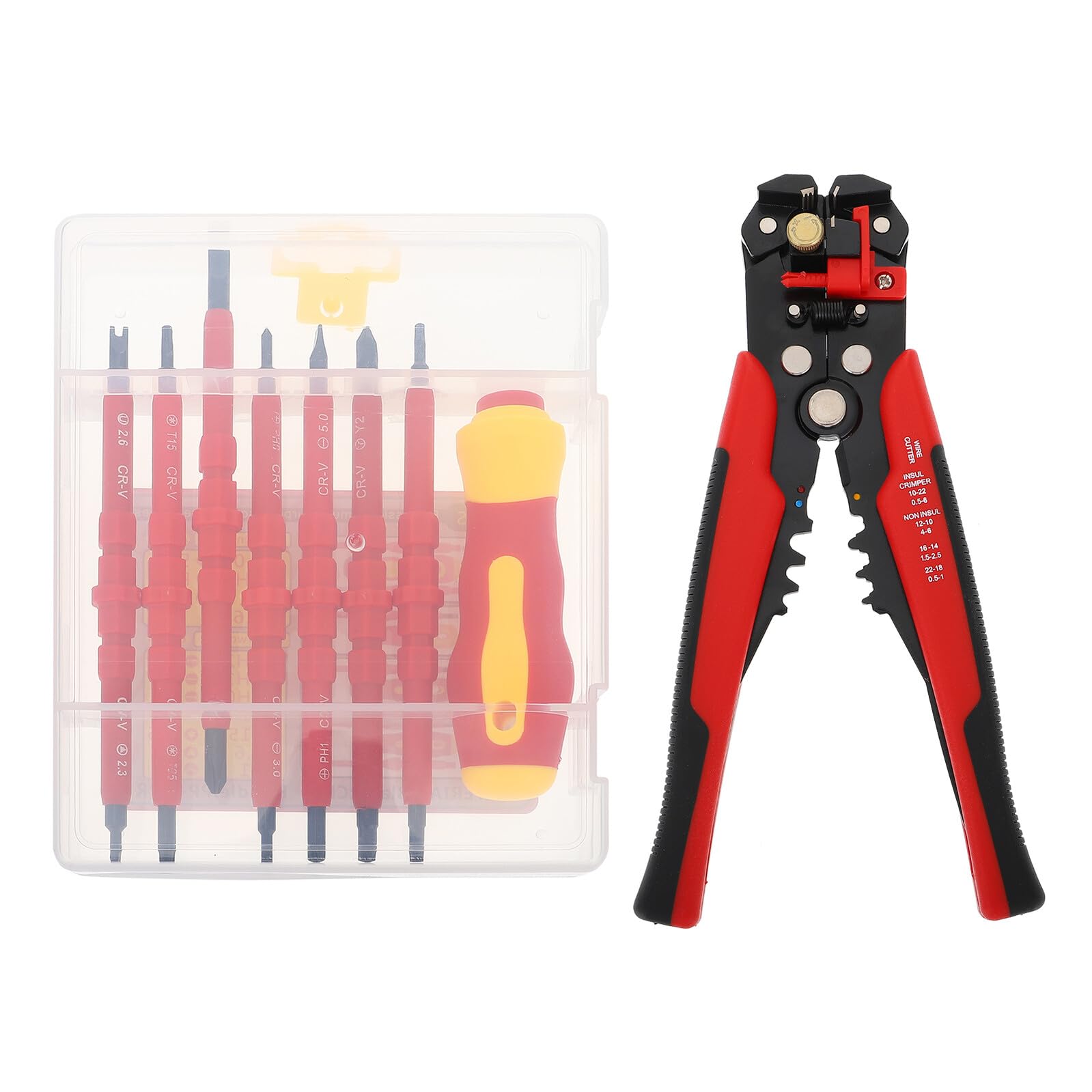 DOITOOL Juego de Pelacables y Alicates para Terminales Destornilladores Antideslizantes y Mango Ergonómico para Electricistas Profesionales Color Aleatorio