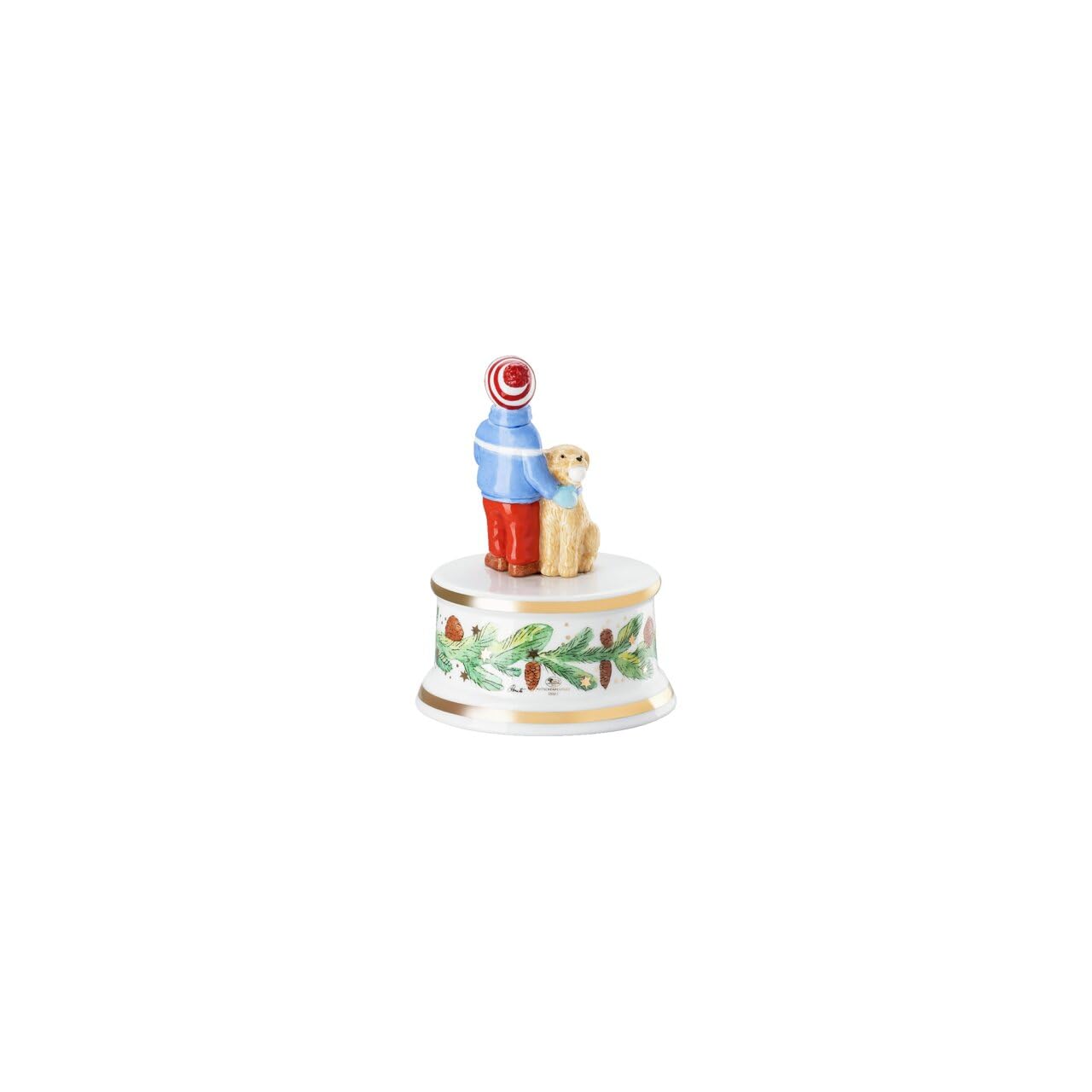 Hutschenreuther Collection de Noël 2025 « Jeux de Noël », Petite boîte à Musique, Hauteur : 12,5 cm, diamètre : 9 cm, mélodie : Votre Enfant Arrive
