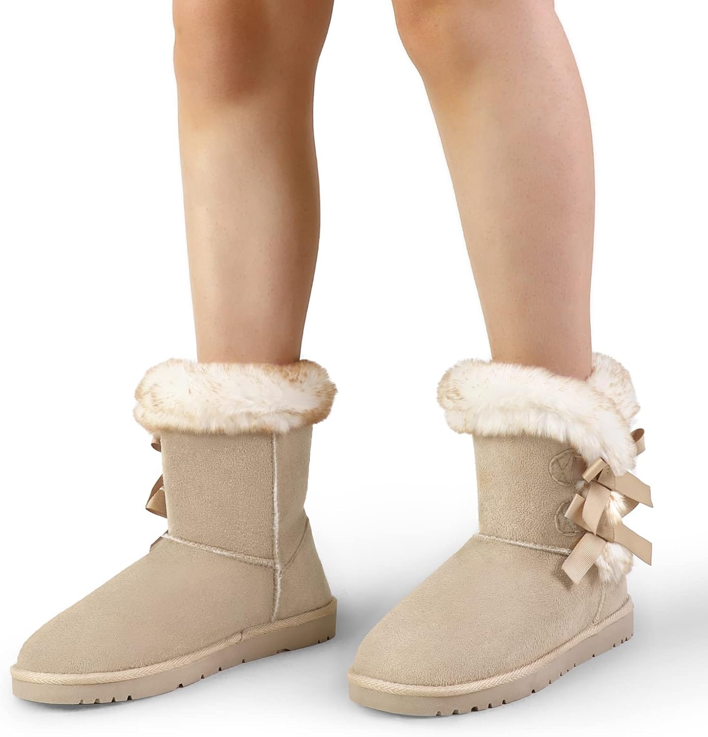 WFL Women Snow Boots Classic Mid-calf Fur Lining Fashion Winter Boots