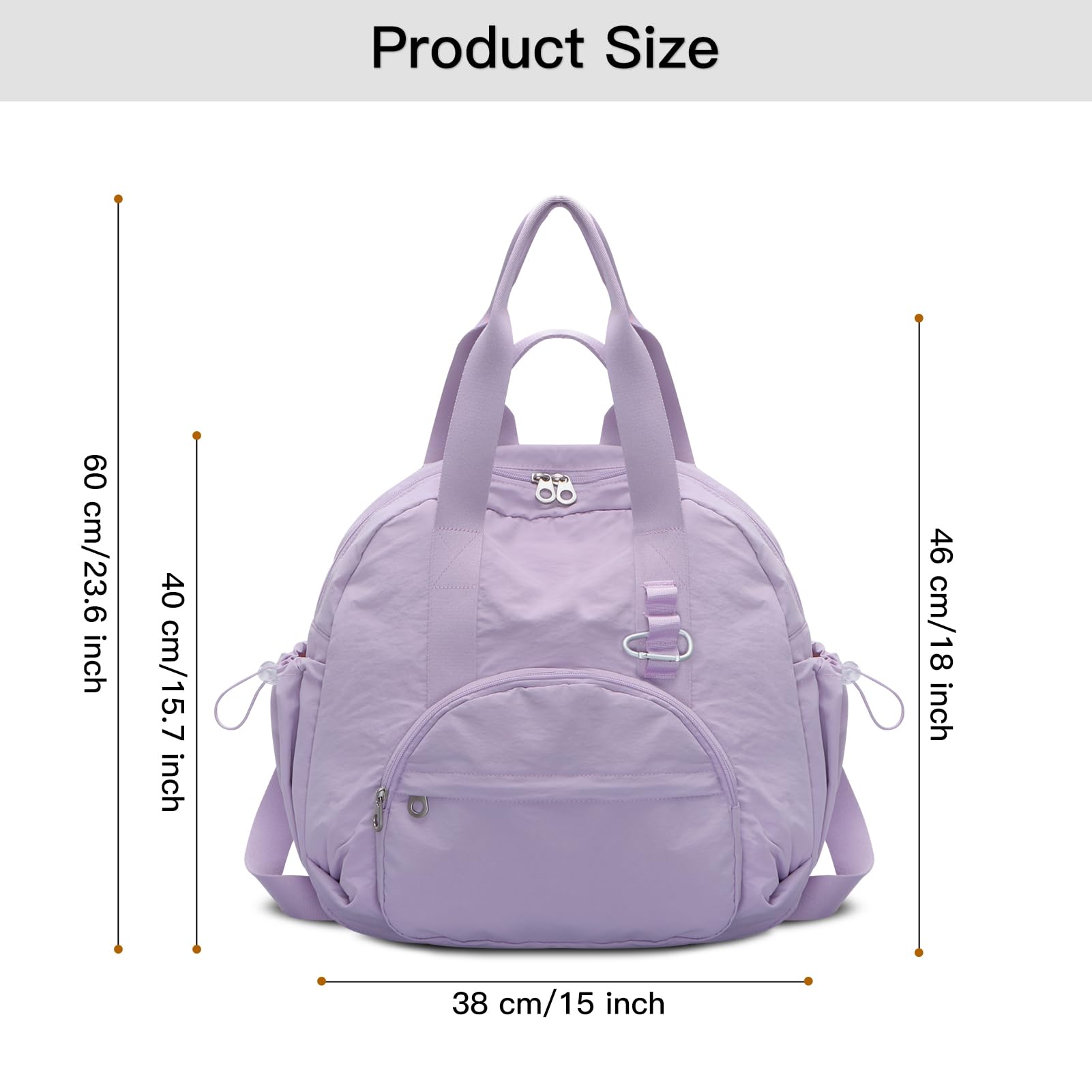 HUA ANGEL Sac Multifonctionnel Femme Nylon Recyclé Grande Capacité avec Compartiment Humide pur Voyage, Yoga, Gym et Week-end