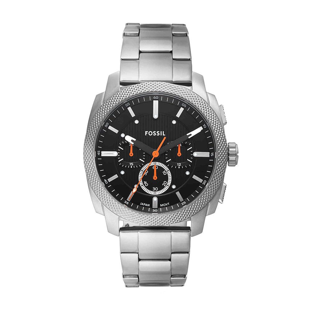 Fossil New Machine Watch for Men, 44mm Quartz Chronograph Movement with Stainless Steel or Leather Strap