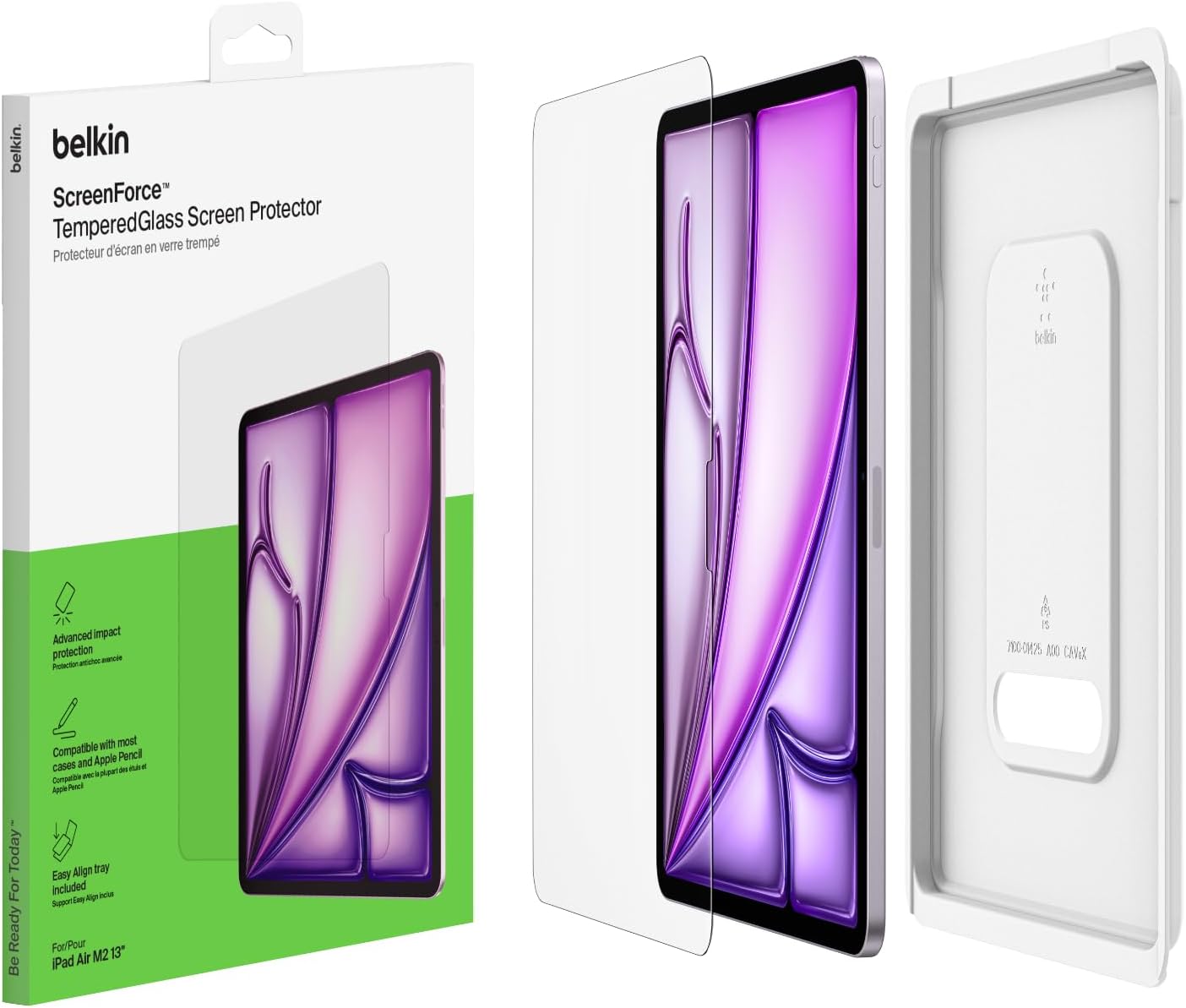 Belkin ScreenForce TemperedGlass Screen Protector for Apple iPad Air 13" 6th Generation, Thin, Extra Durable, Scratch-Resistant w/Easy Installation, Compatible w/Case & Apple Pencil