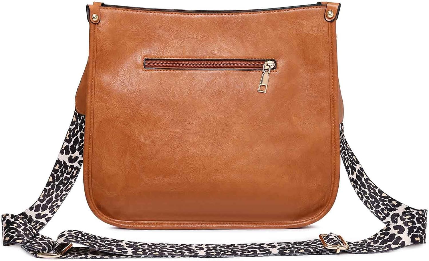 Leopard Strap Crossbody Shoulder Bag for Women Ladies Causal Satchel Hobo Bag Messenger Bag Vegan PU Leather