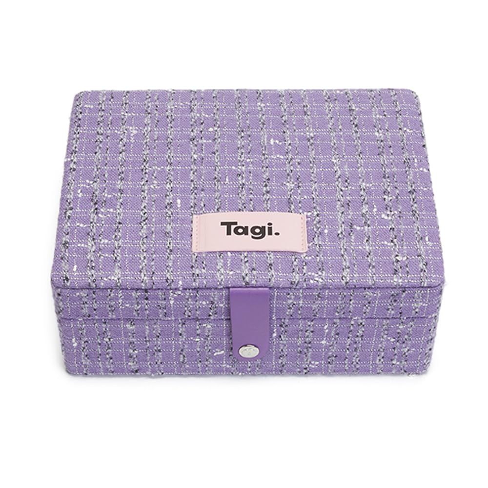 Boîte de rangement à bijoux tricotée à pois et carreaux taro Tagi taille normale