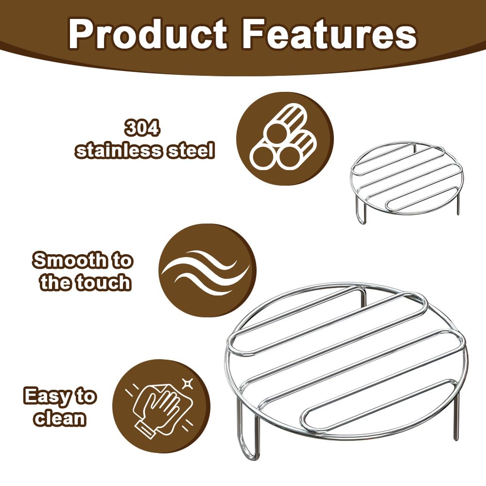 Grille de Refroidissement en Acier Inoxydable Rond 2 Pièces pour Cuisson et Rôtissage