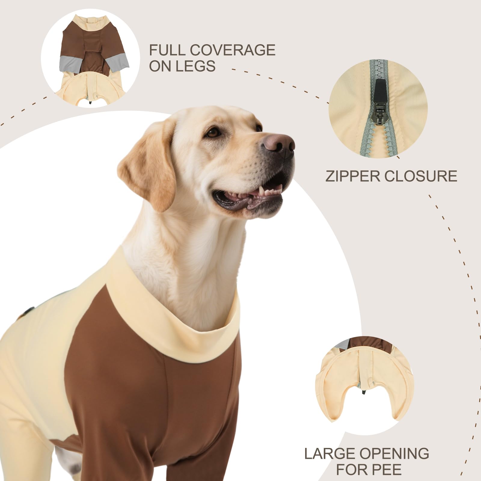 ROZKITCH Camicia Rashguard per cani di alta qualità, protezione UV per cani, vestibilità aderente, traspirante, estiva per cani attivi, comfort per tutto il giorno, gialloBrwon, L