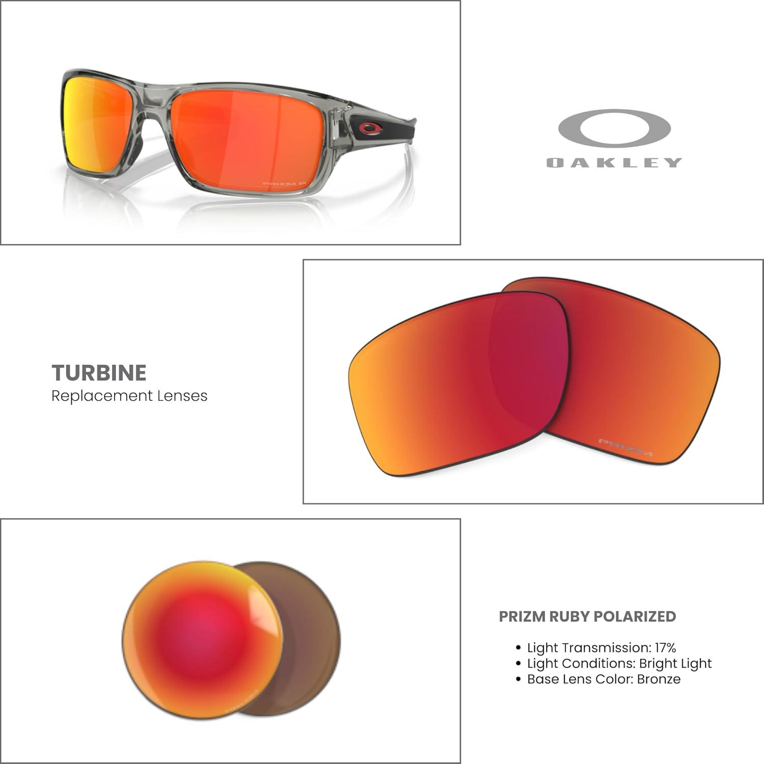 OAKLEY Original Turbine OO9263 PRIZM Trail Replacement Lenses For Men For Women+ Bundle Microfiber Pouch -FRAMES NOT INCLUDED