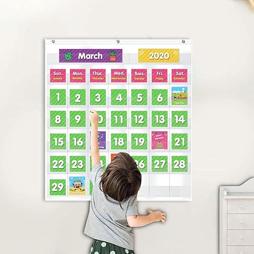 Miniatura 9 de Eamay - Calendario mensual de bolsillo con 71 tarjetas para niños de aprendizaje para el hogar, color azul