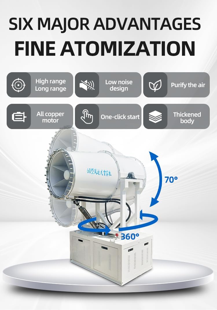 20 Litre Fogging Machine Fog Cannon Dust Spray, Portable Water Mist Sprayer with Adjustable Range, Compact Dust Control System for Workshops, Construction Sites, Warehouses and Outdoor Work Areas